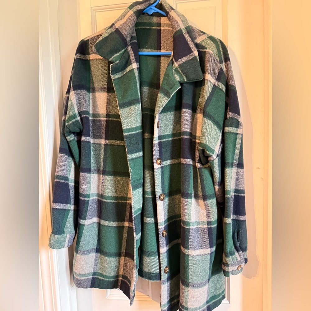 Green and Blue Plaid Shacket